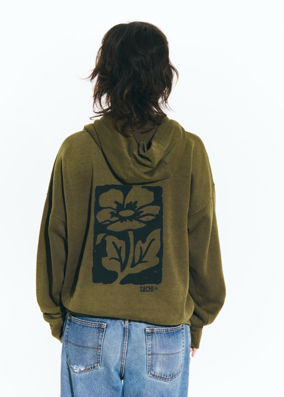 Vintage Tomodachi Flower Stamp Hoodie | SACHI.LA