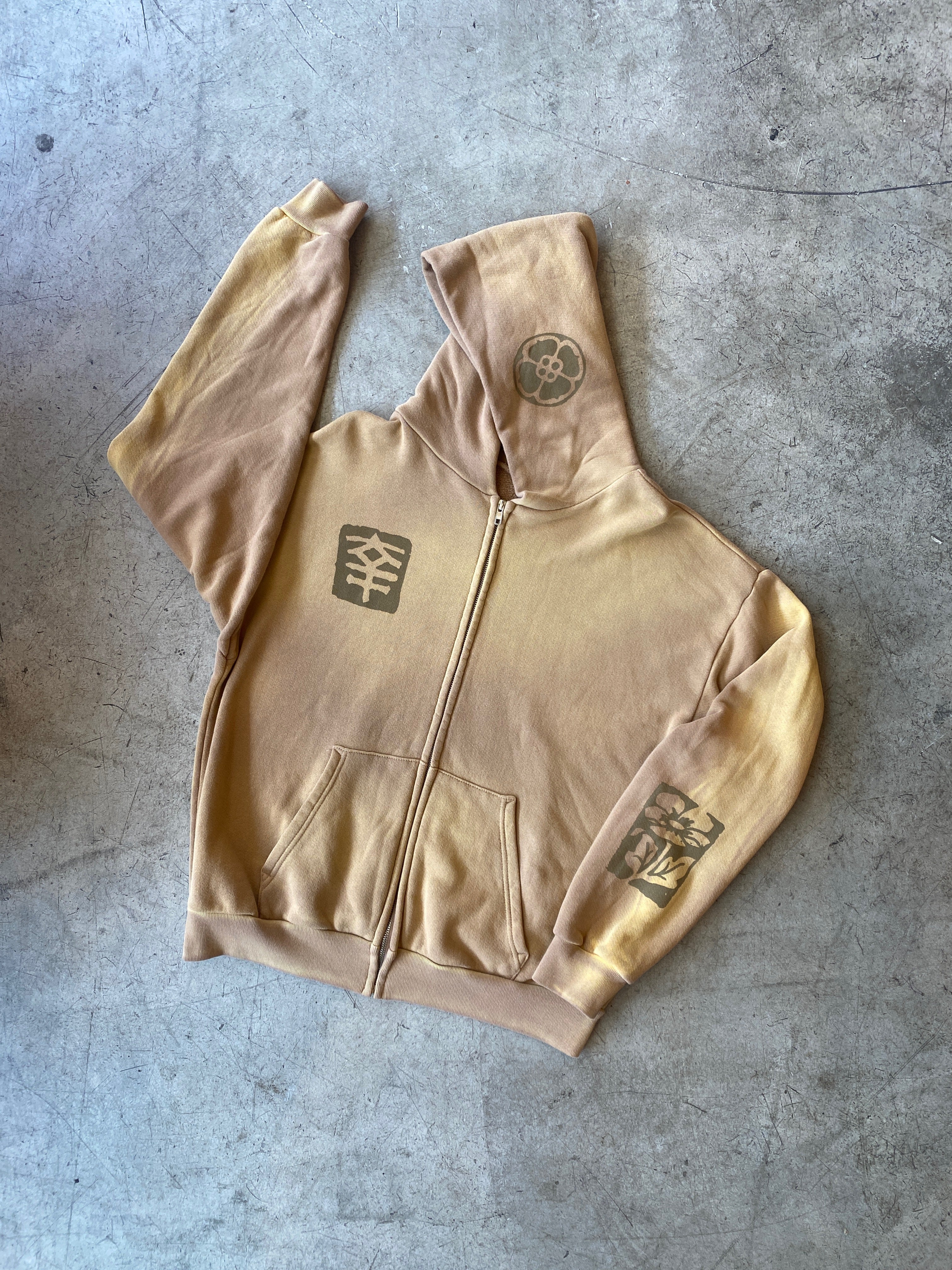 SACHI Stamp Zip Hoodie in Honey