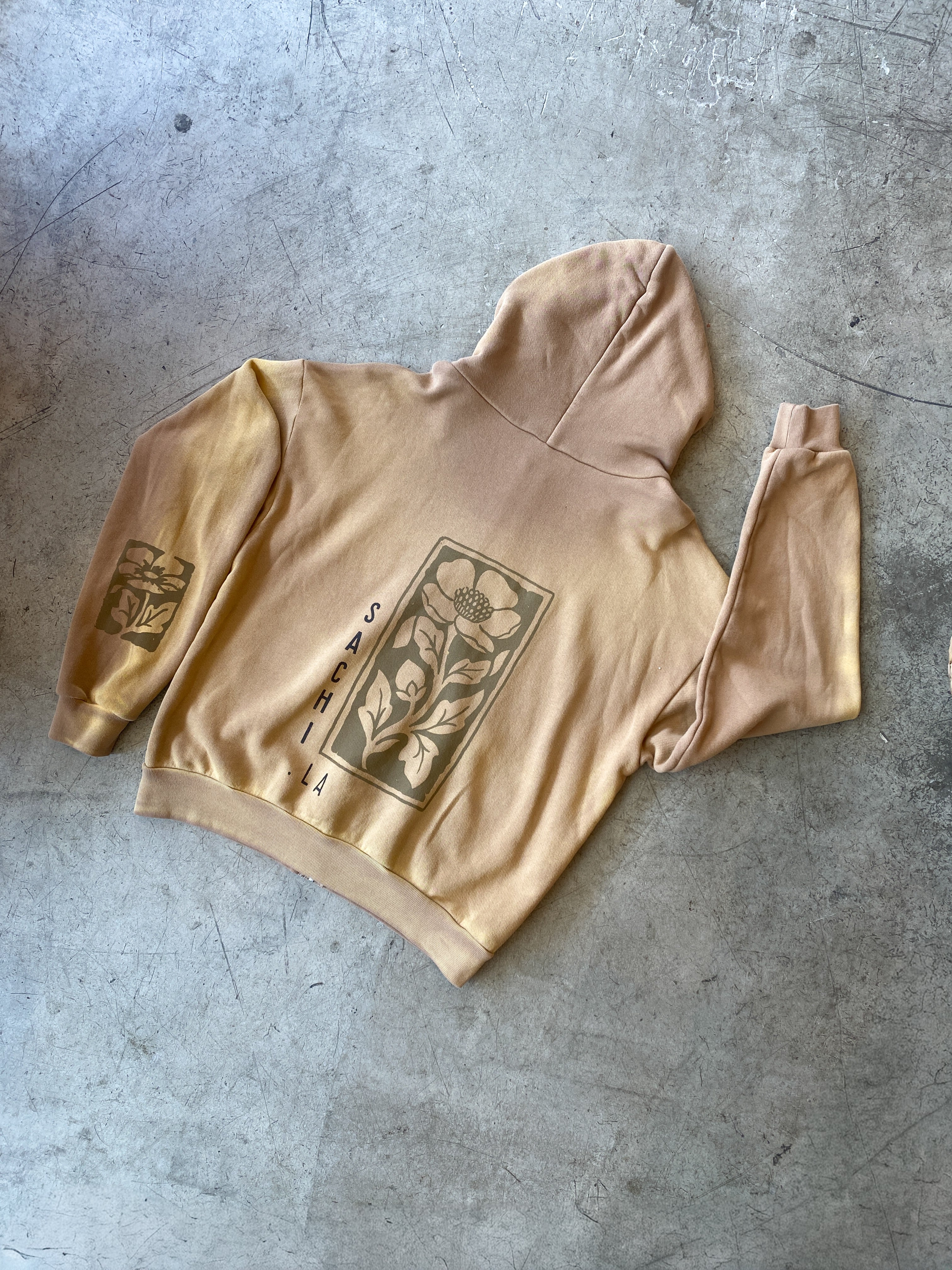 SACHI Stamp Zip Hoodie in Honey