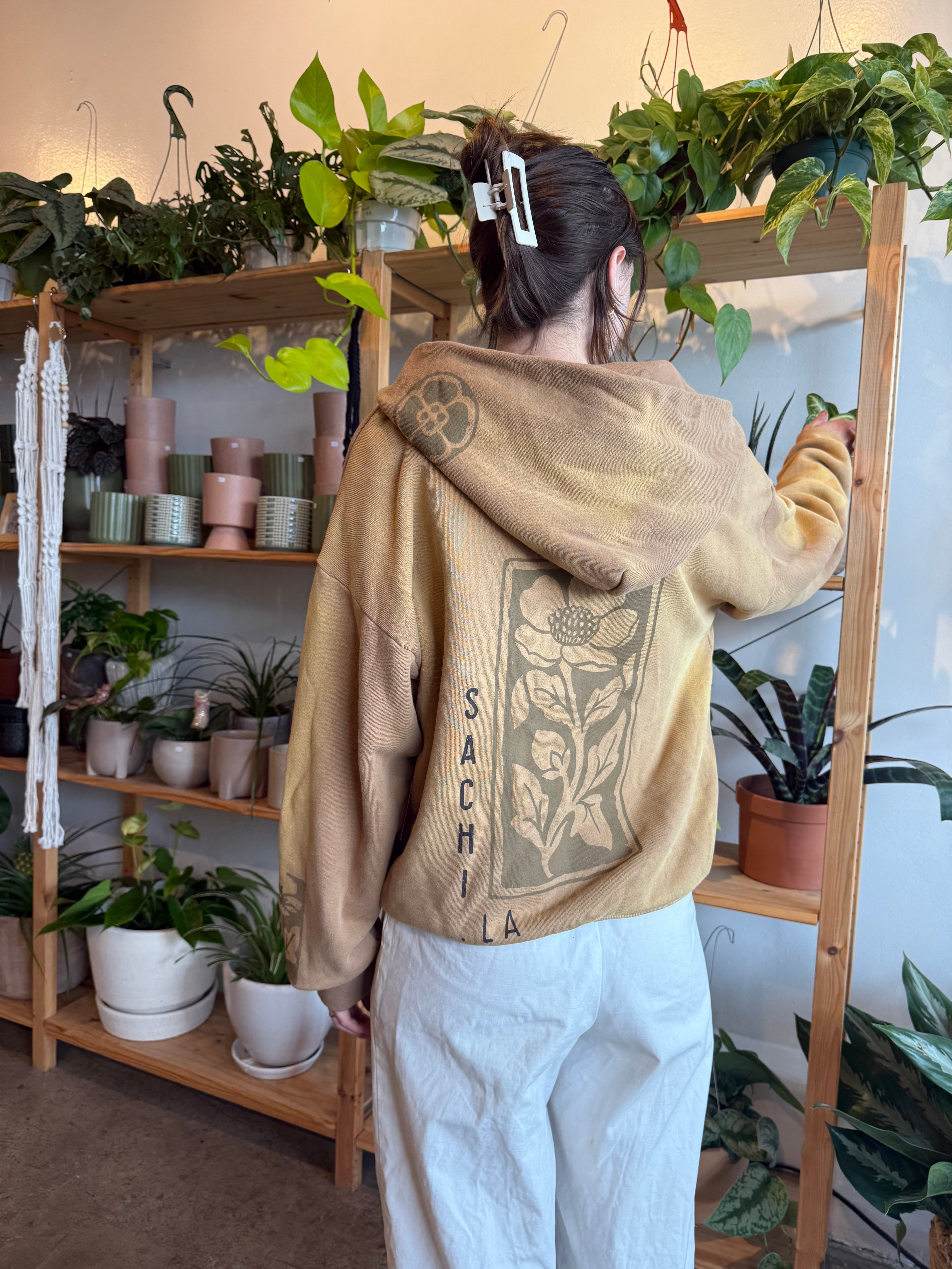SACHI Stamp Zip Hoodie in Honey